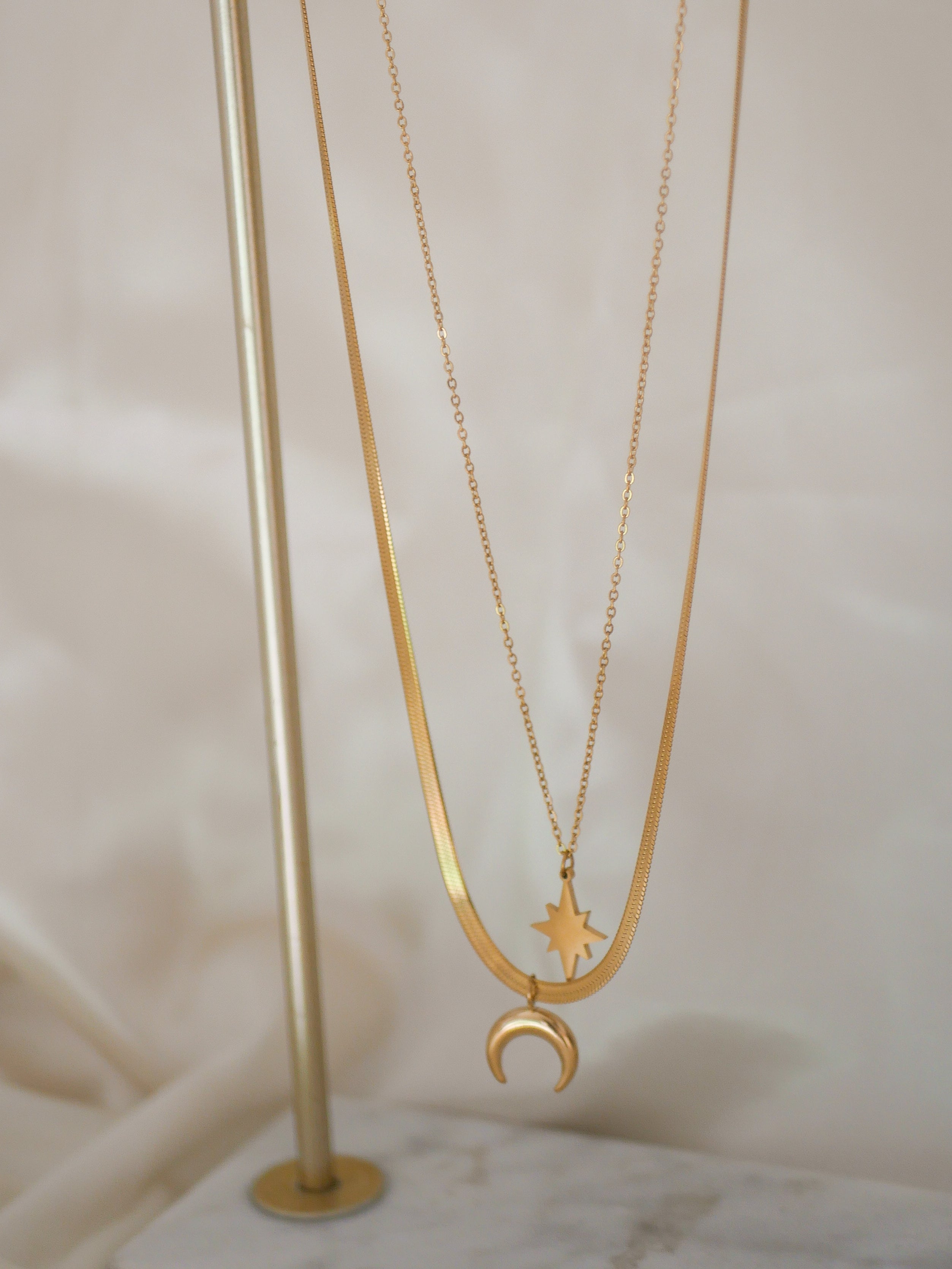 Collier double moon&sun